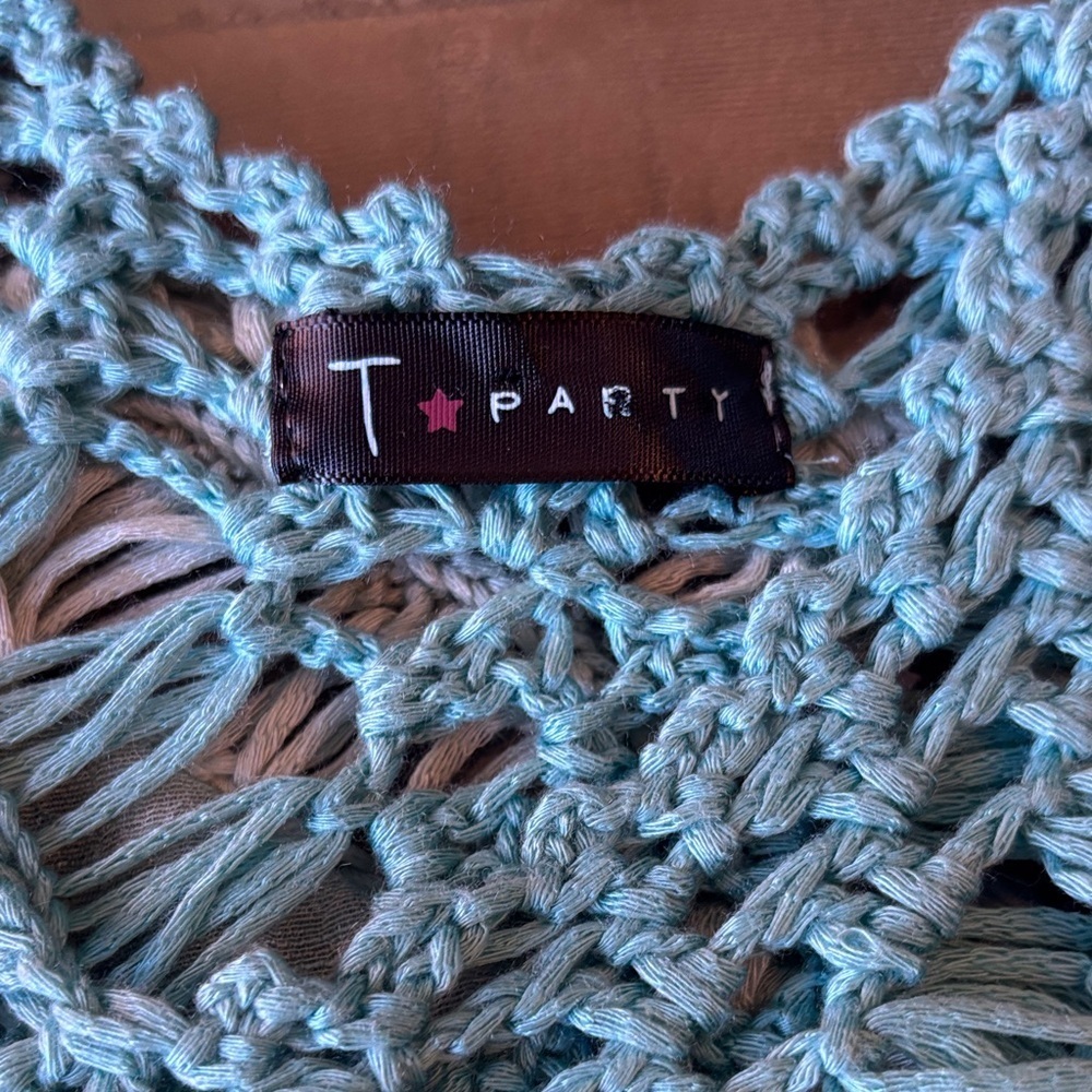 Boho Teal ombré Crochet Tunic - Picture 11 of 12